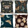 Home Decor Mystical Moon & Butterfly Pattern Pillowcase Pattern Cushion Cover Suitable for Sofa Bedroom Car Pillow Cover