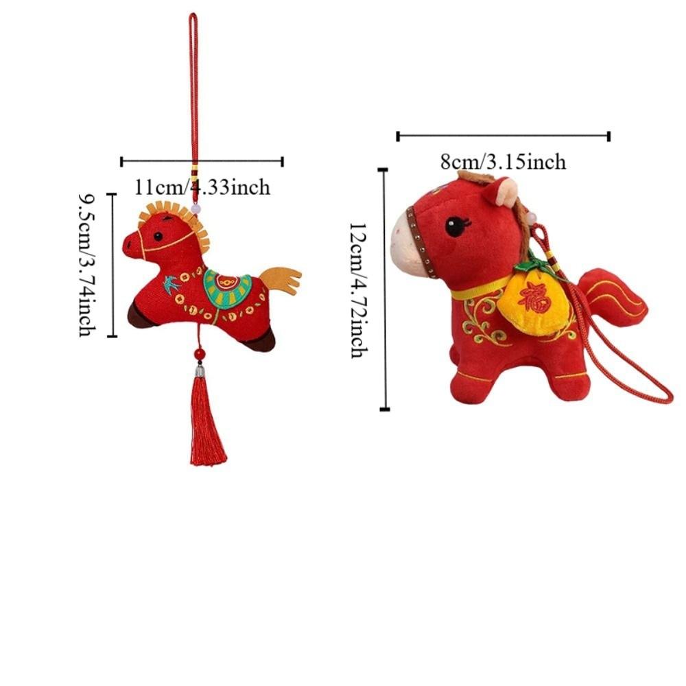 Red Chinese Zodiac Horse Doll Cartoon Mascot Traditional Pony Plush Doll  New Year
