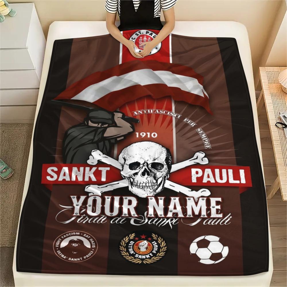 1PC Custom Name St.Pauli Patterned Flannel Blanket Suitable For All Seasons for Home Decor Warmth and Comfort Gifts Holiday Present