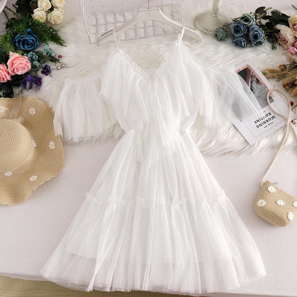 GMXIA Женская мода на лето и весну, однотонное платье с короткими рукавами и подтяжками, повседневные платья с высокой талией