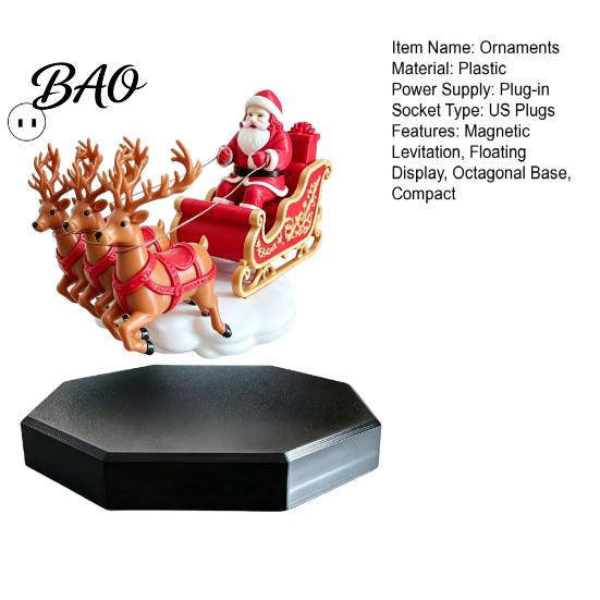 Levitating Holiday Decoration Floating Santa Sleigh, Magnetic Levitation Santa's Flying Sleigh Ornament, Christmas Desktop Display for Home,