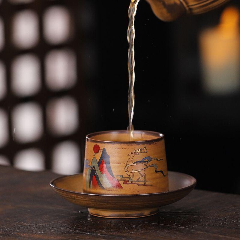 Винтажная чайная чашка ручной работы с глазурью соуса, чашка для дегустации чая, бытовая чашка, чашка для чая кунг-фу, керамическая чашка, одиночная чашка владельца