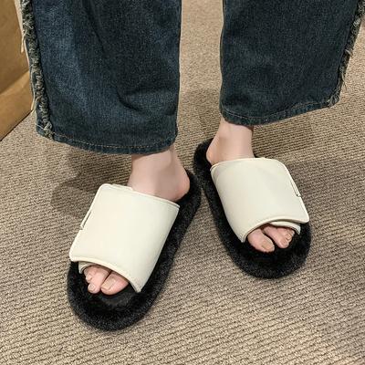 Мода 2024 года, горячая распродажа женской обуви, базовые женские тапочки, модные повседневные тапочки с открытым носком, женские высококачественные короткие плюшевые плоские тапочки