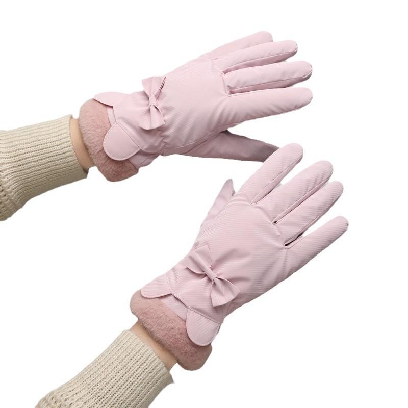 Winter Plus Fleece Gloves New Style for Women Riding and Driving Windproof Cold Warm Touch Screen Cute Korean Style Student Riding Bike
