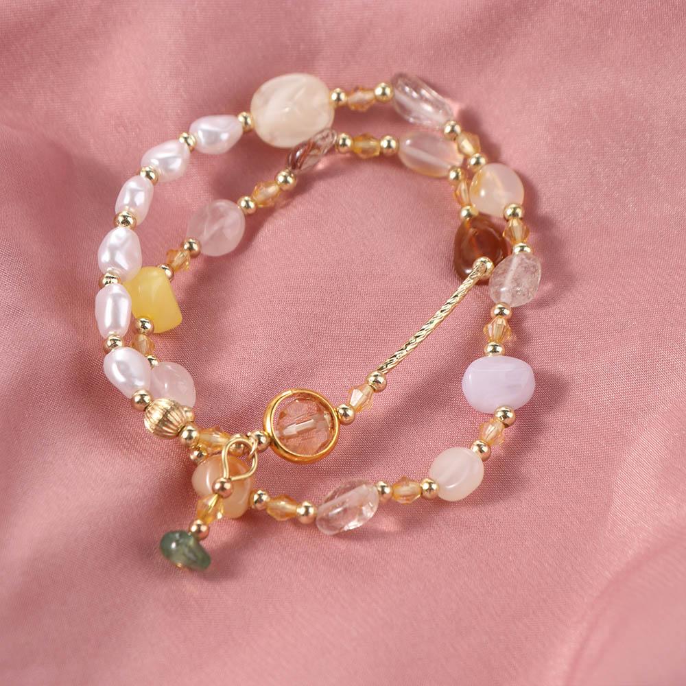 Stacking Double-Layer Pearl Bracelet Jewelry Bead String Bracelet Crystal Beaded Bracelet Gifts