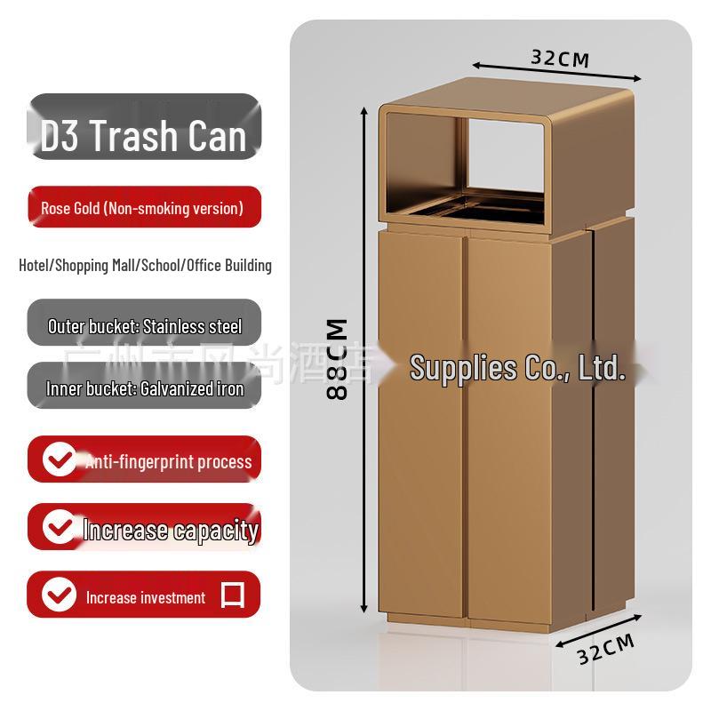 Large Capacity Stainless Steel Ashtray Trash Can for Hotels, Offices, Corridors, Elevators, and Outdoor Use