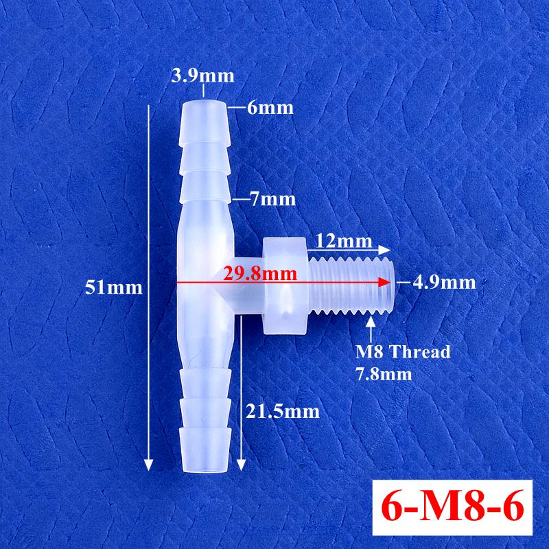 10Pcs/lot M6~M12 Male Thread Tee Connector 2~10mm 3-Ways Connectors Aquarium Tank Hose Pagoda Joints Air Pump Adapter Garden Water Pipe Joint