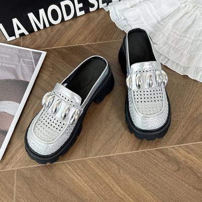 Дизайнерский нишевый плетеный ажурный мешок, головные крутые шлепанцы, летняя новинка, обувь с круглым носком и толстым каблуком, женская