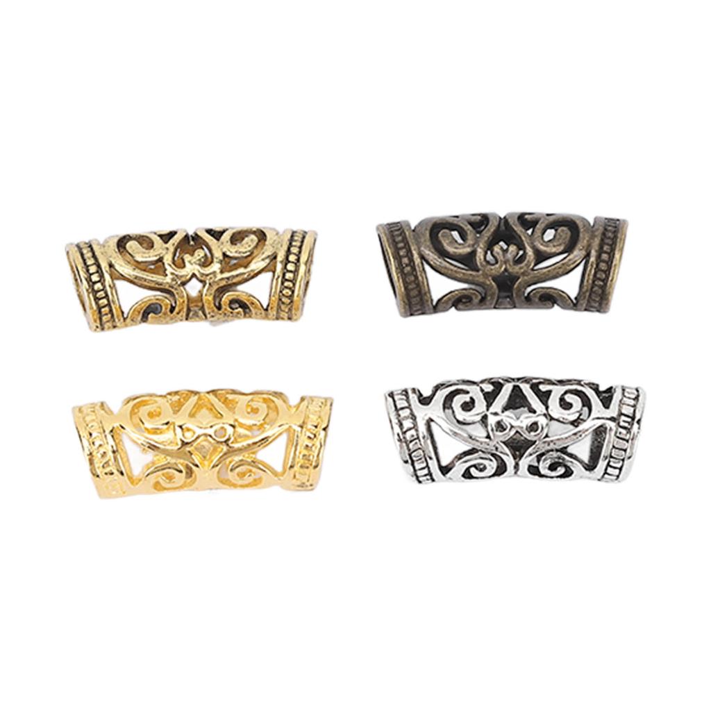 48Pcs Hair Dreadlocks Beads 4 Colors Vintage Alloy Hair Beard Bead for Hair Braiding DIY Jewelry