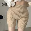 Women Winter Bottoming Shorts Knitted High Waist Elastic Solid Color Keep Warm Anti-exposure Basic Shorts for Daily Wear Home And More