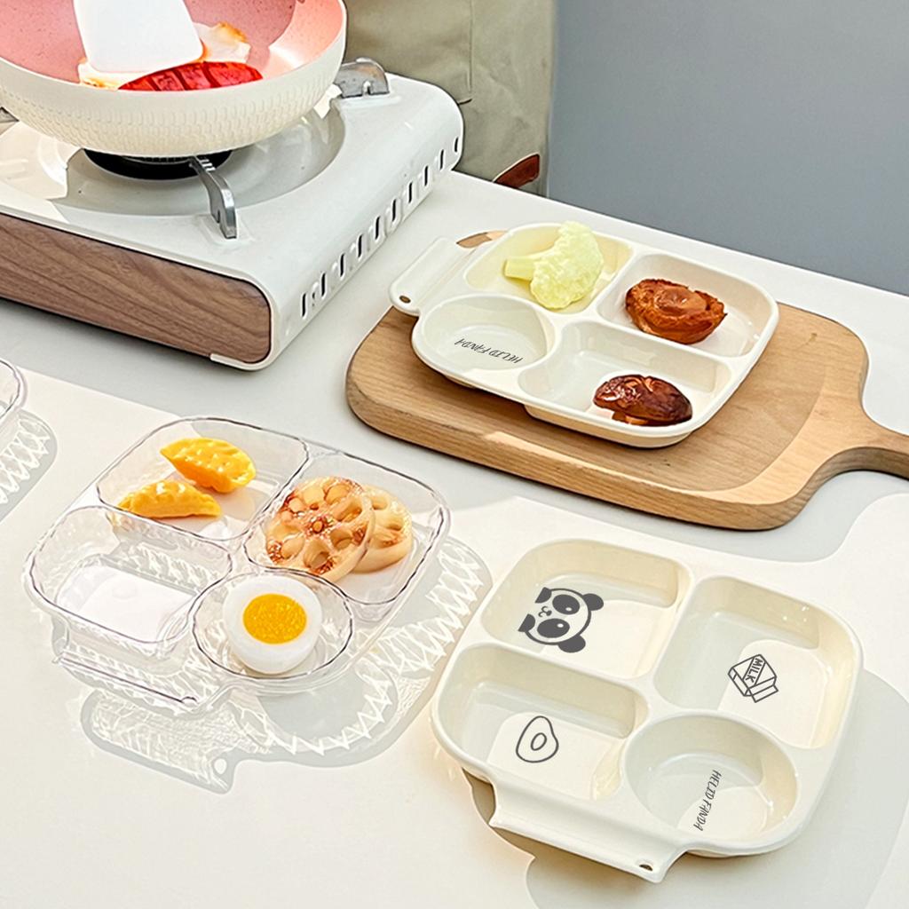 Квадратная пластиковая тарелка с разделителями для порционного управления едой, складная салатная тарелка, 4 отделения, для сжигания жира