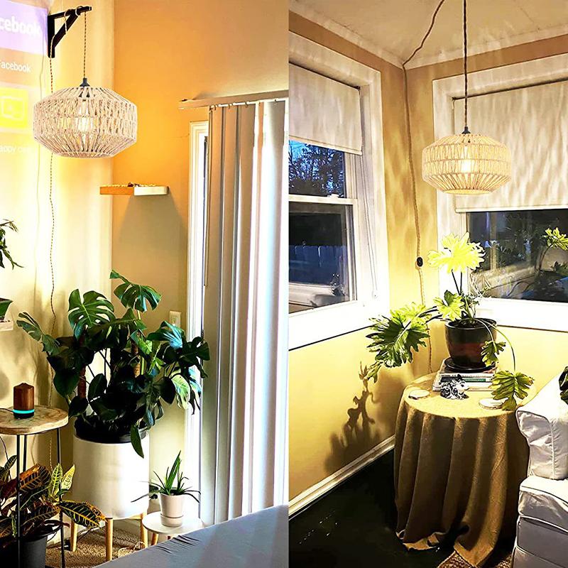 Ручной веревочный плетеный подвесной абажур для прихожей, спальни, кухни, входа, гостиной, защитная сетка для лампочек в стиле ретро