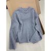 Premium Gray Crew Neck Pullover Knitted Sweater Top Women's Autumn and Winter Loose Thickened Relaxation Soft Waxy Lazy Sweater