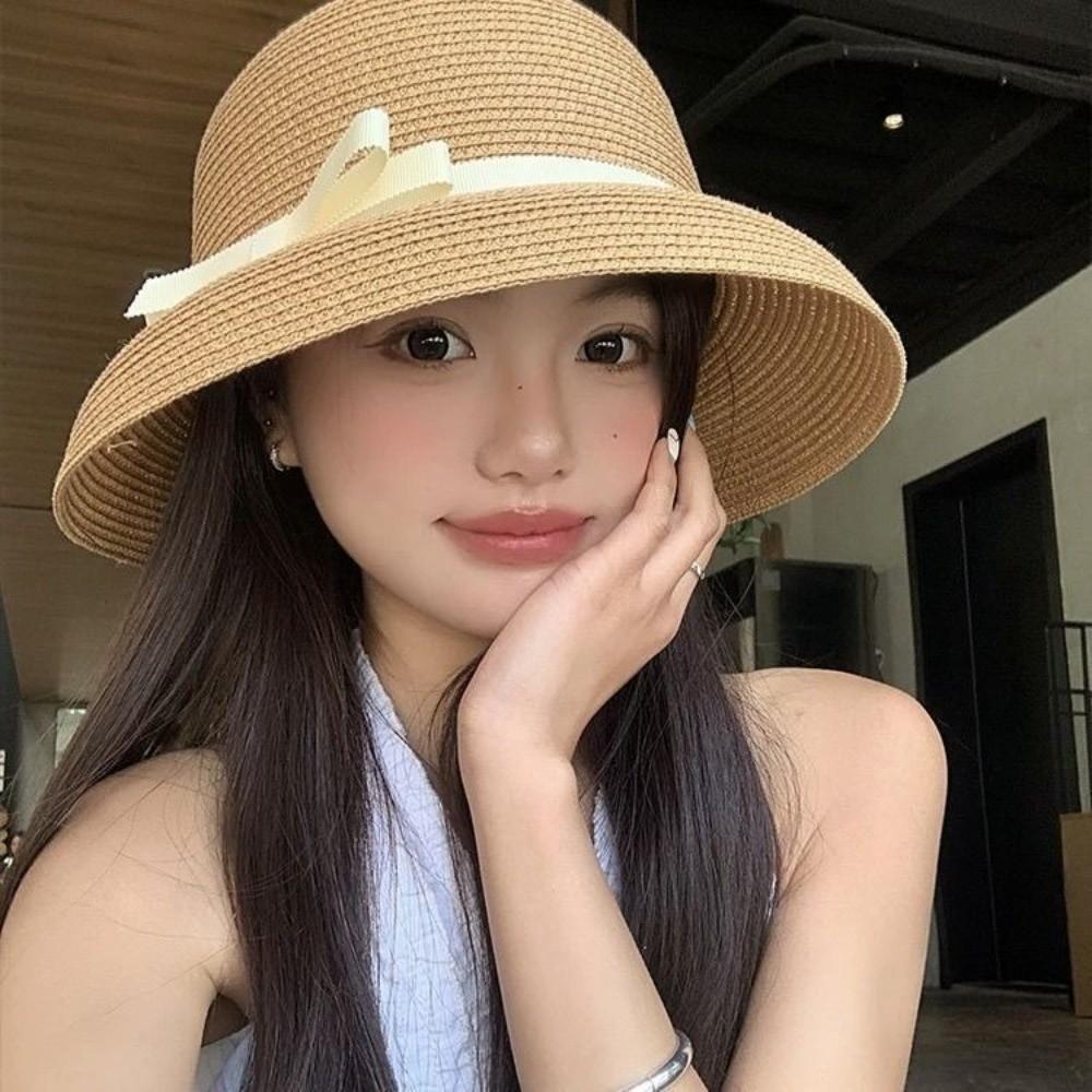 UV Protection Straw Hat for Women Windproof Beach Hats Casual Summer Sun Hats Photography Props