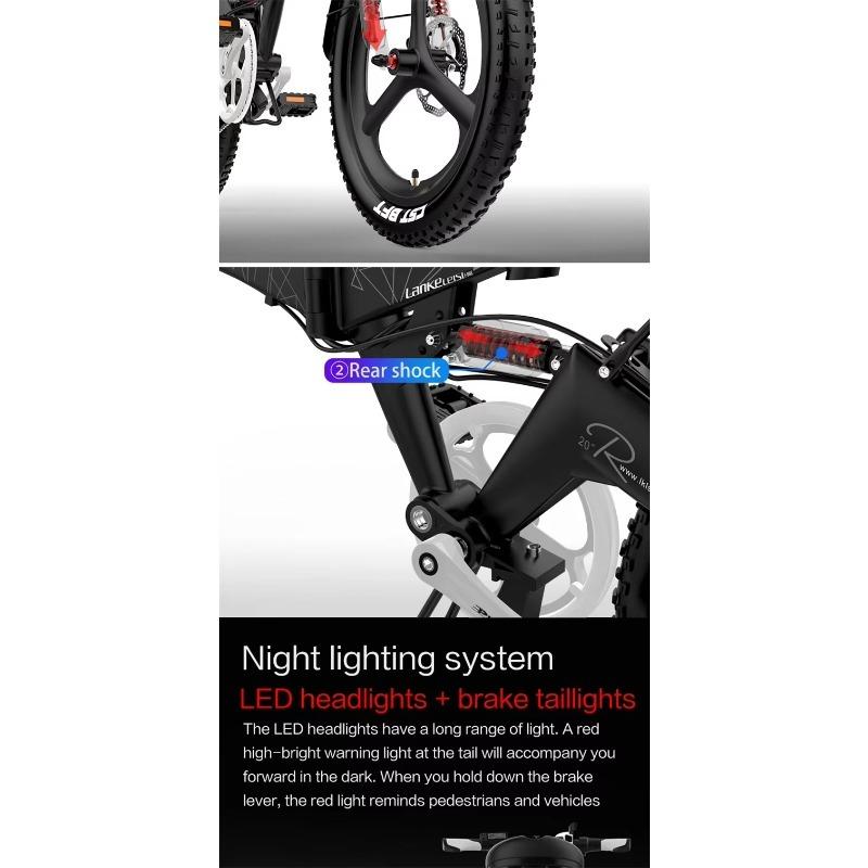 LANKELEISI G650 Folding Fat Tire E-Bike 20", 500W Motor, 48V 12.8Ah Battery, Hydraulic Brakes, All-Terrain, EU Stock
