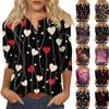 Женская мода повседневная блузка с пуговицами и рукавом 3/4 с принтом ко Дню святого Валентина