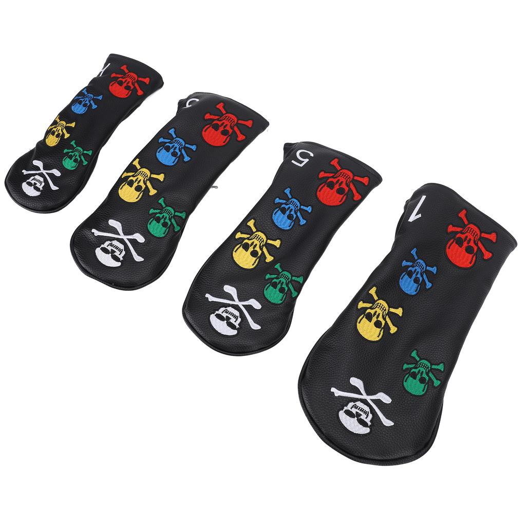 4 шт. чехлы для клюшек для гольфа в виде черепа, чехлы для клюшек для гольфа, красочные чехлы для паттера в виде скелета для вудов