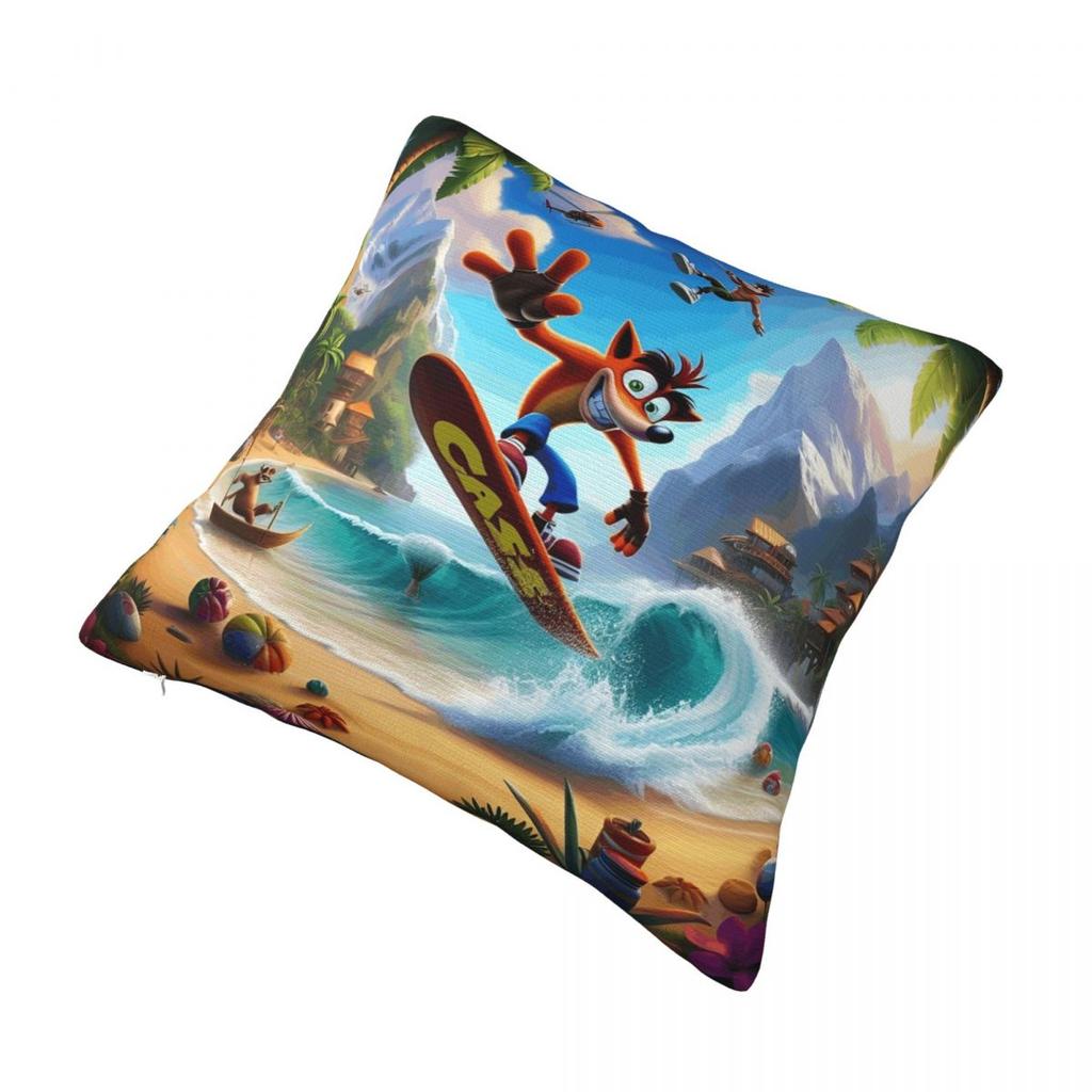 Decorative Pillow Cover Crashs Bandicoots Cartoon Stuff Seat Video Game Pillow Case Cover Square Multi Size