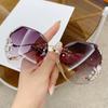Luxury Fashion Oversized Rimless Sunglasses Women Fashion Brand Designer Big Frame Diamond Square Sun Glasses for Female Lentes