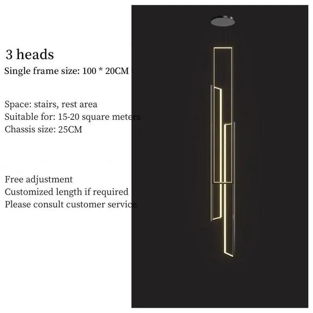 Современная минималистская люстра для лестницы, геометрическая прямоугольная светодиодная люстра, скандинавская роскошь, дуплексное чердачное освещение, бытовая техника