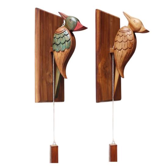 Дверной звонок в виде дятла с веревкой, деревенский дверной молоток для входной двери в фермерском стиле, деревянный колокольчик для владельца магазина, украшение для входа в домашний офис