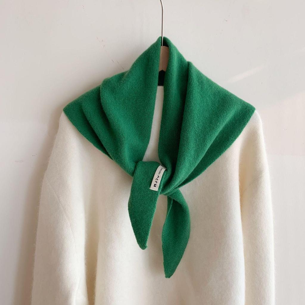 Женский вязаный треугольный шерстяной платок-шаль - Осенне-зимний многофункциональный теплый головной платок