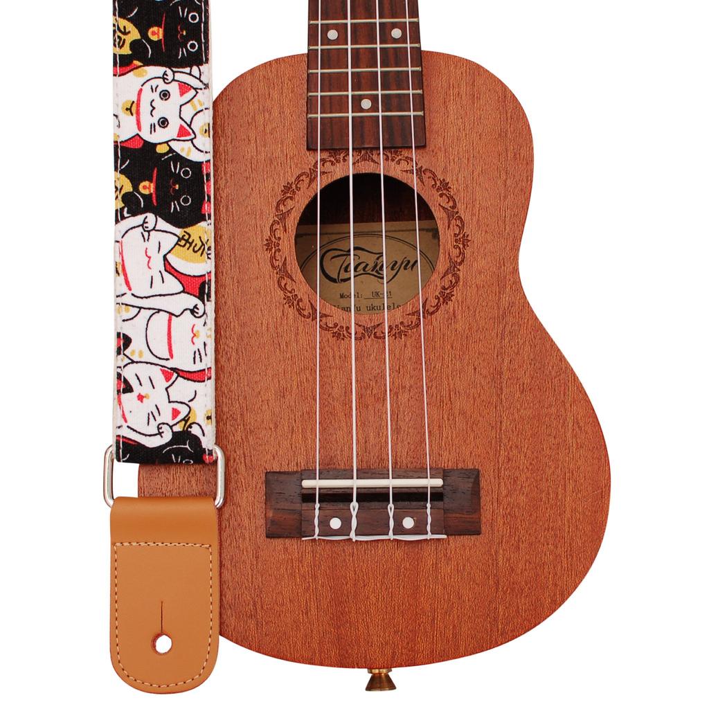 MUSIC FIRST MUSIC Soft Cotton Ukulele Strap Ukulele Shoulder Strap FIRST® "Maneki-neko"