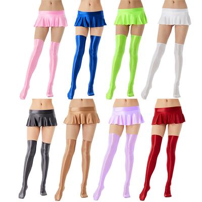 Женская глянцевая мини-юбка с рюшами для вечеринки у бассейна, пляжное бикини, накидки с высокими чулками до бедра