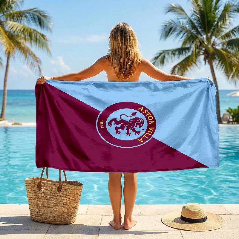 Aston Villa Football Beach Towel Soft Microfiber Summer Towel Quick Dry Absorbent Towel for Beach Swimming Pool Travel