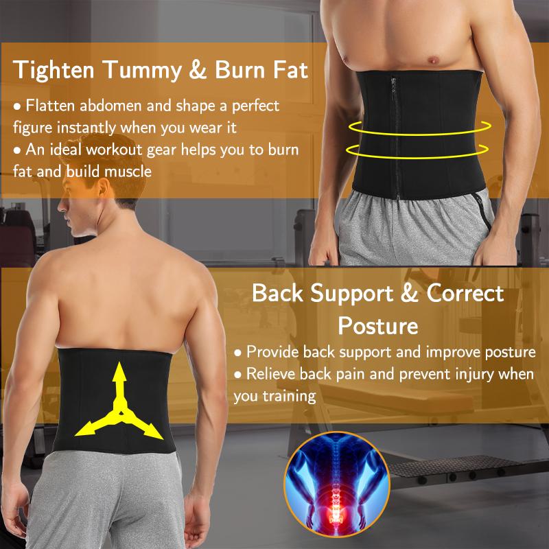 Men Waist Trainer Corset Neoprene Sauna Sweat Trimmer Belt for Weight Loss Slimming Body Shaper Tummy Fitness Belt Fat Burner