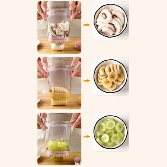 Yousheng Fruit Slicer Cup Stainless Steel Fruit Slicer 8-Blade Quick Cutter for Strawberries Bananas Handheld Kitchen Tool for Even Slices