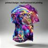 Men All‑Over Print T‑Shirt, Vibrant Neon Chimpanzee Cosmic Galaxy Graphic Short Sleeve Tee