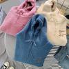 Women Fleece Hoodie Warm Winter Loose Pullover Long Sleeves Thick Letter Embroidery Top Elastic Cuff Drawstring Patch Pocket Fall Fashion
