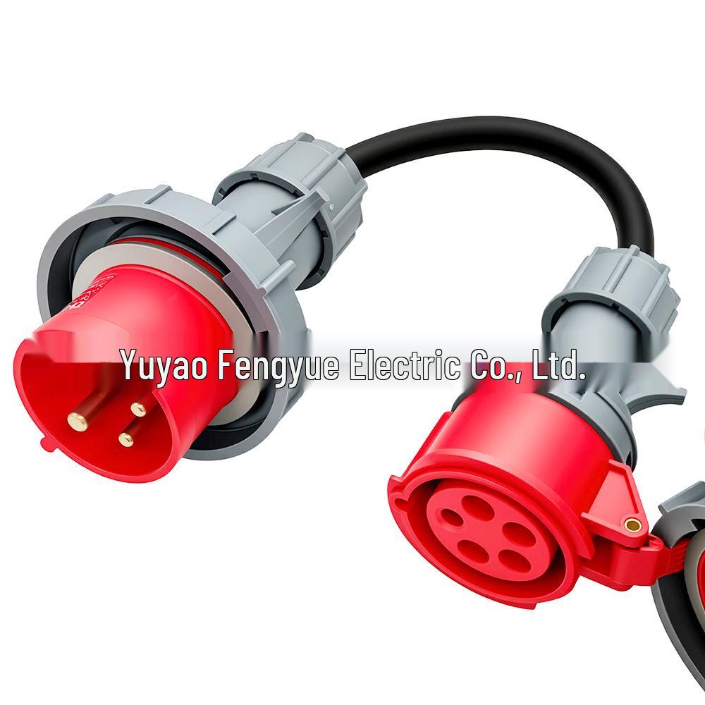 0.5m Industrial Waterproof IP67 Aviation Connector, 5-core, 16A/32A, 2.5 sq mm, Rubber Male-Female Plug Socket