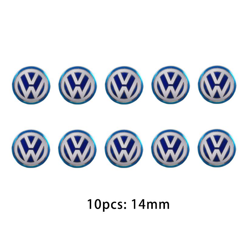 Abcd1 Для VW GTI Polo Golf Passat Tiguan Arteon Touareg CC Taigo Caddy Je 5/10 шт. 14 мм Металлические наклейки-логотипы на значок эмблемы брелока автомобиля