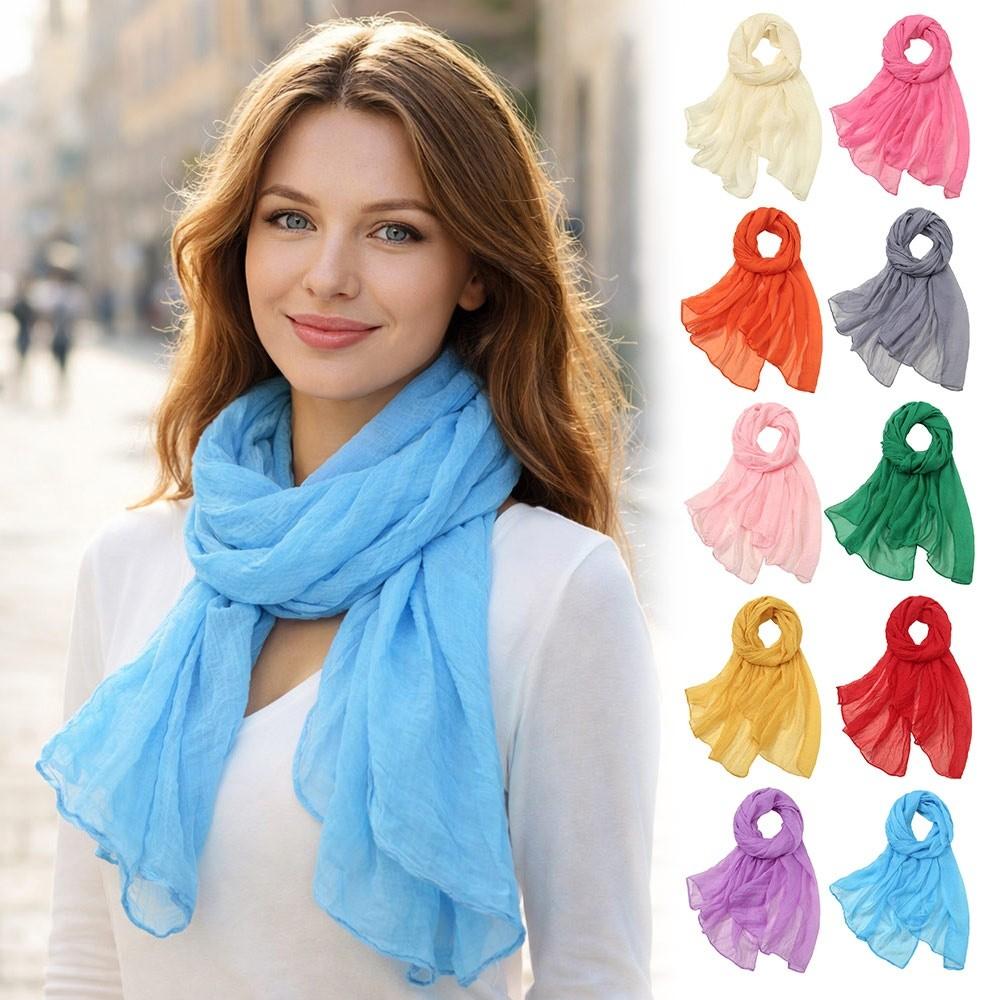 Тонкая солнцезащитная шаль однотонная шаль шелковая элегантная женская накидка шали женская мода