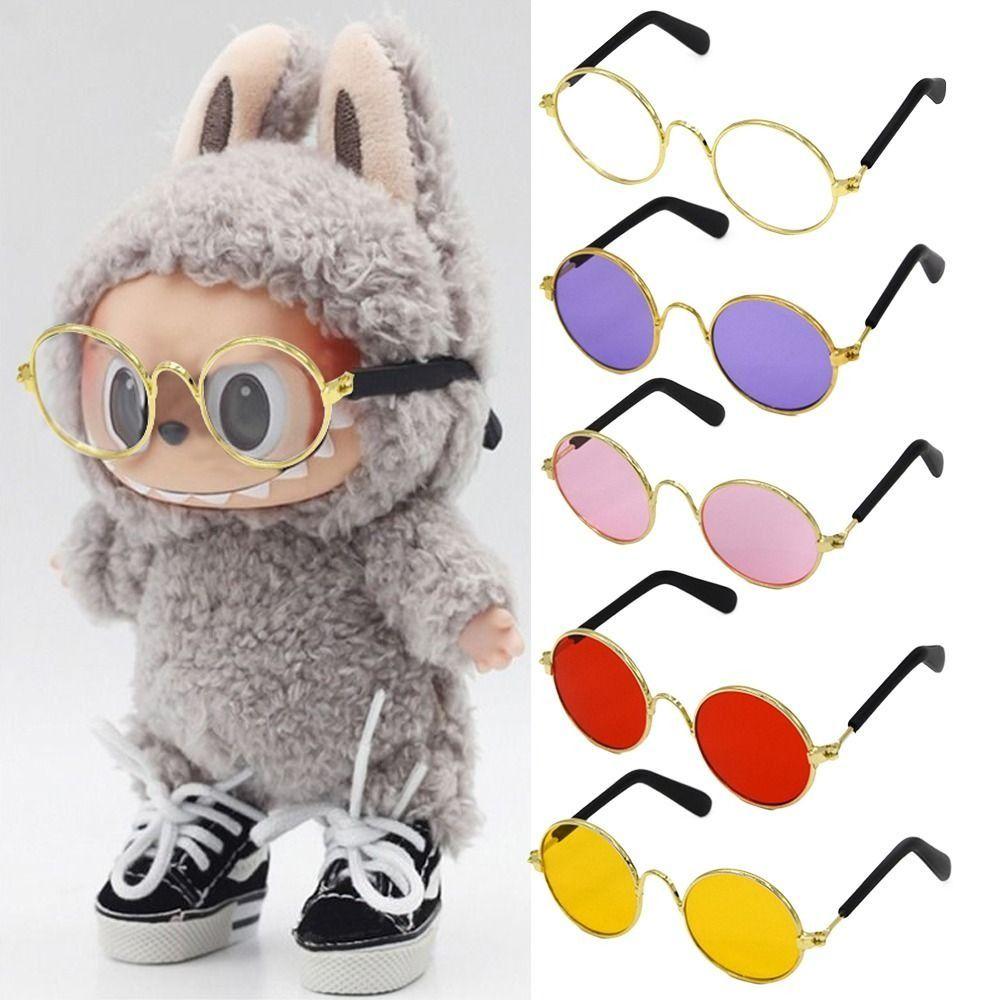 Разноцветные плюшевые очки для кукол Лабубу в круглой оправе, аксессуары для кукол Лабубу, игрушки для кукол