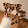 Furry Texture Plush Hair Band Leopard Print Furry Hair Hoop Cute Cat Ear Headband  Daily Wear