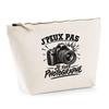 Trousse Beige J’peux Pas Je Suis Photographe J'peux Pas Minimaliste | Trousse De Toilette En Coton 3 L Avec Zip Métal Et Fond Plat