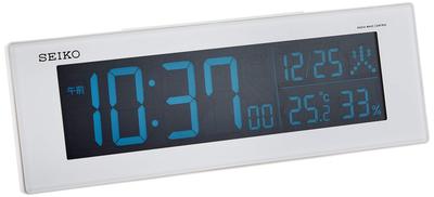 Clock Table Clock White Pearl Body X X Cm Alarm Clock Radio Controlled Digital AC Powered Color LCD DL305W (Seiko Clock) 02 Size 7.3 22.2 4.5