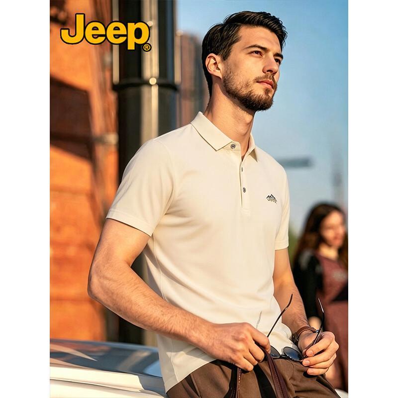 Jeep Мужская дышащая эластичная рубашка-поло из ледяного шелка