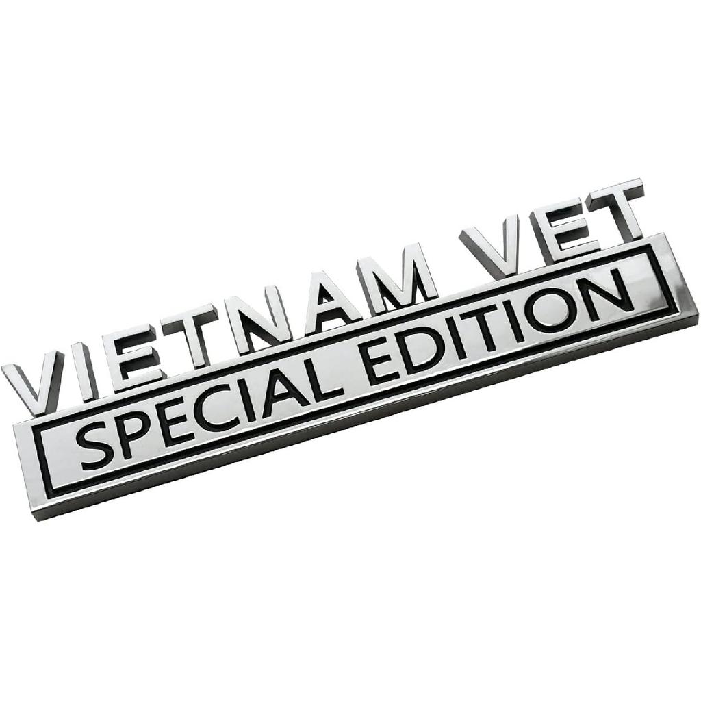 2PCS Vietnam Vet Special Edition Emblems 3D Raised Decals Exterior Truck Stickers Fender Vietnam Veteran Badges Replacement for F150 F250 F350 Chevy
