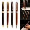 Metal Ballpoint Pen Wood Signing Pen Office Signature Pen Business Gift Pen Twist Open/Close for Office Hotel Reception