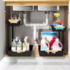 Under-sink Storage Rack with Slide-Out Drawers Double Layer Design Spacious Capacity Height Adjustable Pull-Out Bathroom Cabinet Organizer