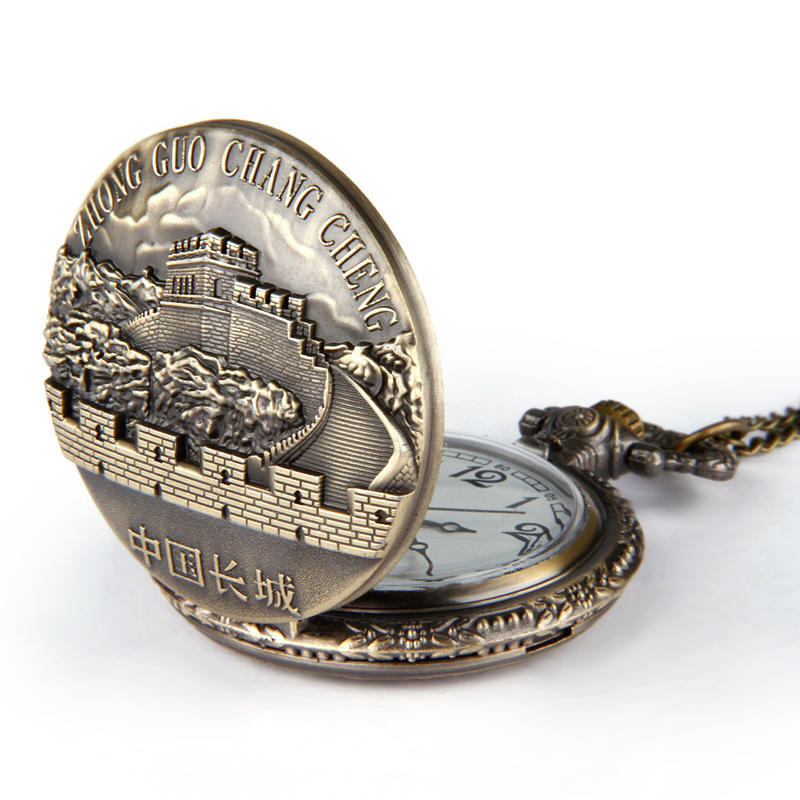 Винтажное ожерелье с подвеской в виде карманных кварцевых карманных часов Great Wall