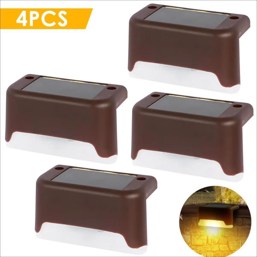 4 шт. в упаковке, солнечные палубные светильники, уличные водонепроницаемые светодиодные светильники для ограждения, садовые ступенчатые светильники для патио, лестницы, перил, дорожки, солнечная лампа