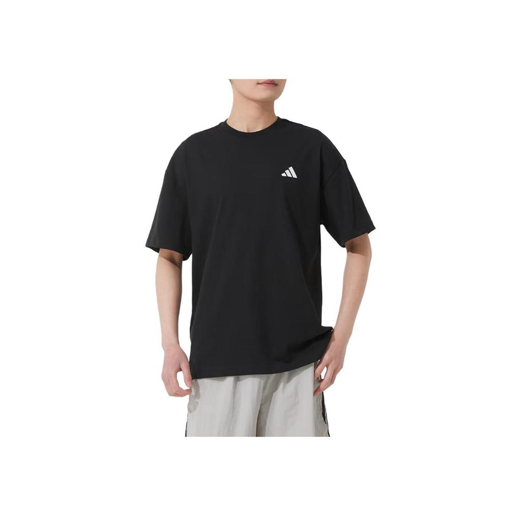 adidas Спортивный Повседневный Простой Пуловер с Круглым Вырезом Футболка с Коротким Рукавом Мужские Топы Черный JN6766