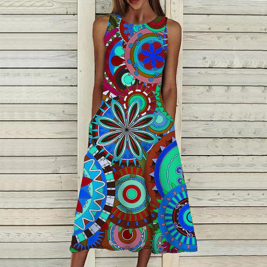 Летнее модное сексуальное платье без рукавов, мягкое повседневное платье с 3D принтом в стиле ретро, ​​платье на бретельках без рукавов, летнее платье на подтяжках