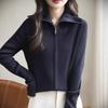Double Zipper Lapel Knitted Cardigan Women's Spring and Autumn New Loose Versatile Thin Sweater Jacket Casual Outside