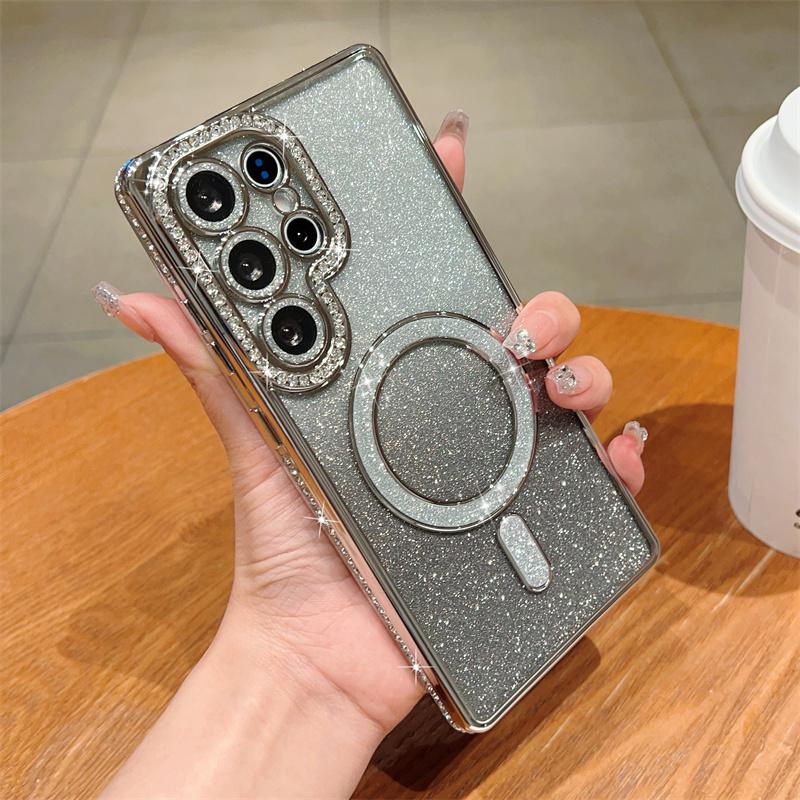 Блестящий магнитный чехол Bling Diamond для Samsung Galaxy S25 Ultra S24 FE A56 A36 A26 A16 A55 A35 A25 A15 A54, чехол для iPhone 16 15 Plus 14 13 Pro Max